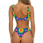 Rainbow Kaleidoscope Print Front Bow Tie Bikini