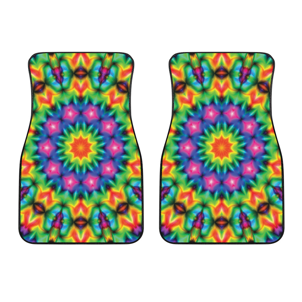 Rainbow Kaleidoscope Print Front Car Floor Mats