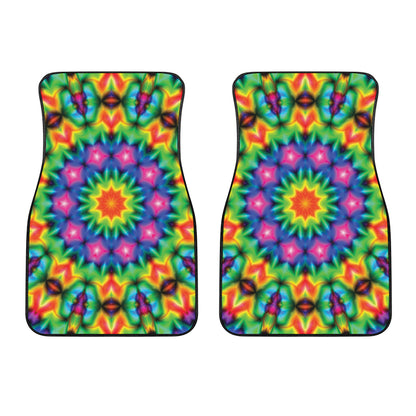 Rainbow Kaleidoscope Print Front Car Floor Mats