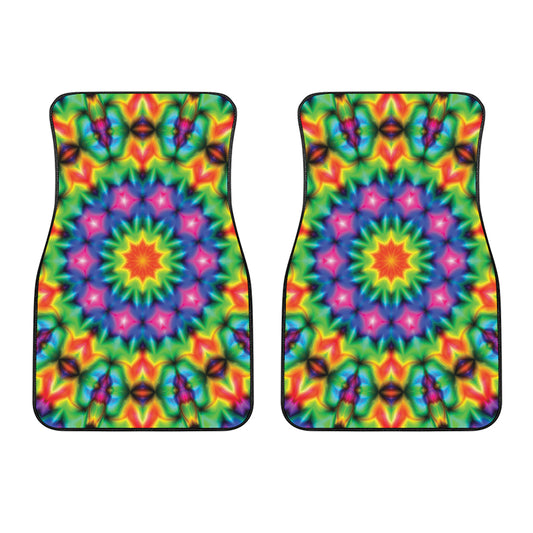 Rainbow Kaleidoscope Print Front Car Floor Mats