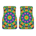 Rainbow Kaleidoscope Print Front Car Floor Mats