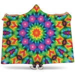 Rainbow Kaleidoscope Print Hooded Blanket