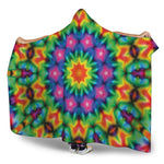 Rainbow Kaleidoscope Print Hooded Blanket