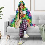 Rainbow Kaleidoscope Print Hooded Blanket