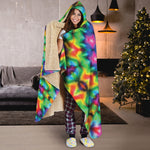 Rainbow Kaleidoscope Print Hooded Blanket