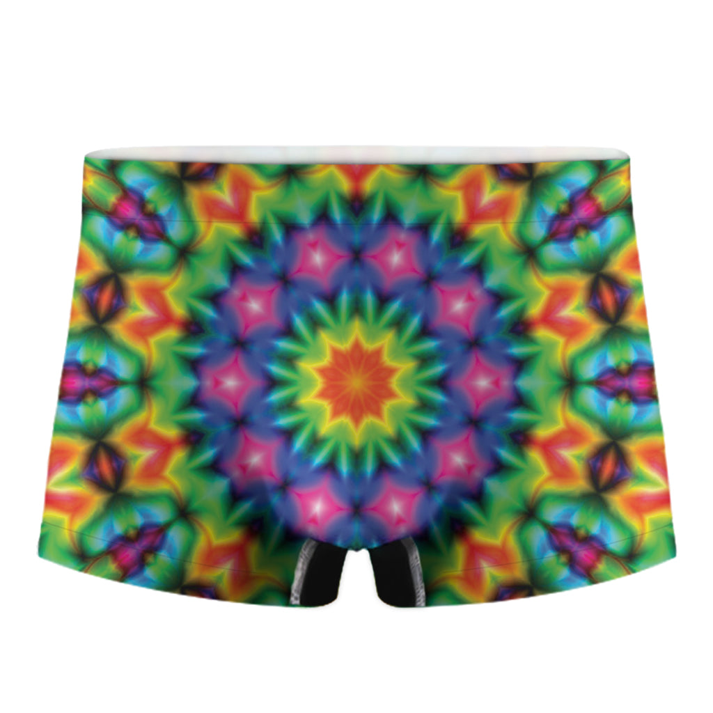 Rainbow Kaleidoscope Print Men's Boxer Briefs