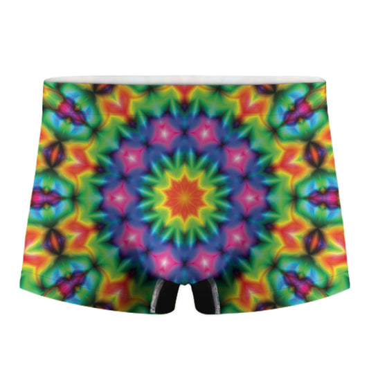 Rainbow Kaleidoscope Print Men's Boxer Briefs
