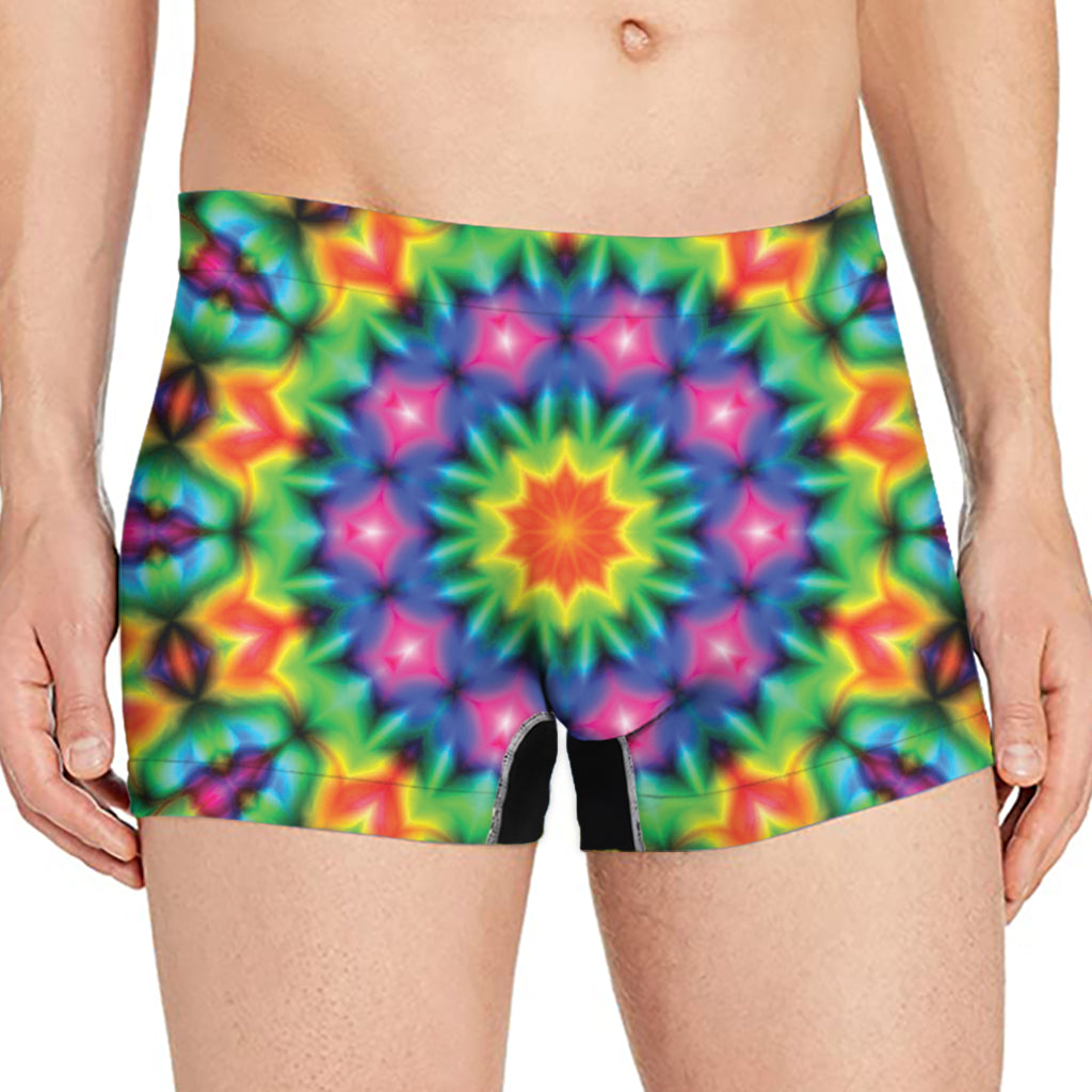 Rainbow Kaleidoscope Print Men's Boxer Briefs