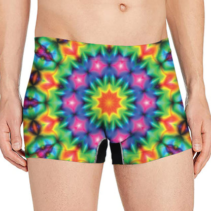 Rainbow Kaleidoscope Print Men's Boxer Briefs