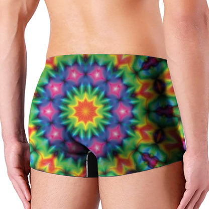 Rainbow Kaleidoscope Print Men's Boxer Briefs