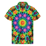 Rainbow Kaleidoscope Print Men's Short Sleeve Shirt