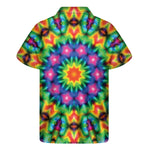 Rainbow Kaleidoscope Print Men's Short Sleeve Shirt