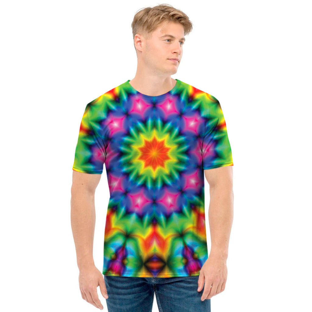 Rainbow Kaleidoscope Print Men's T-Shirt