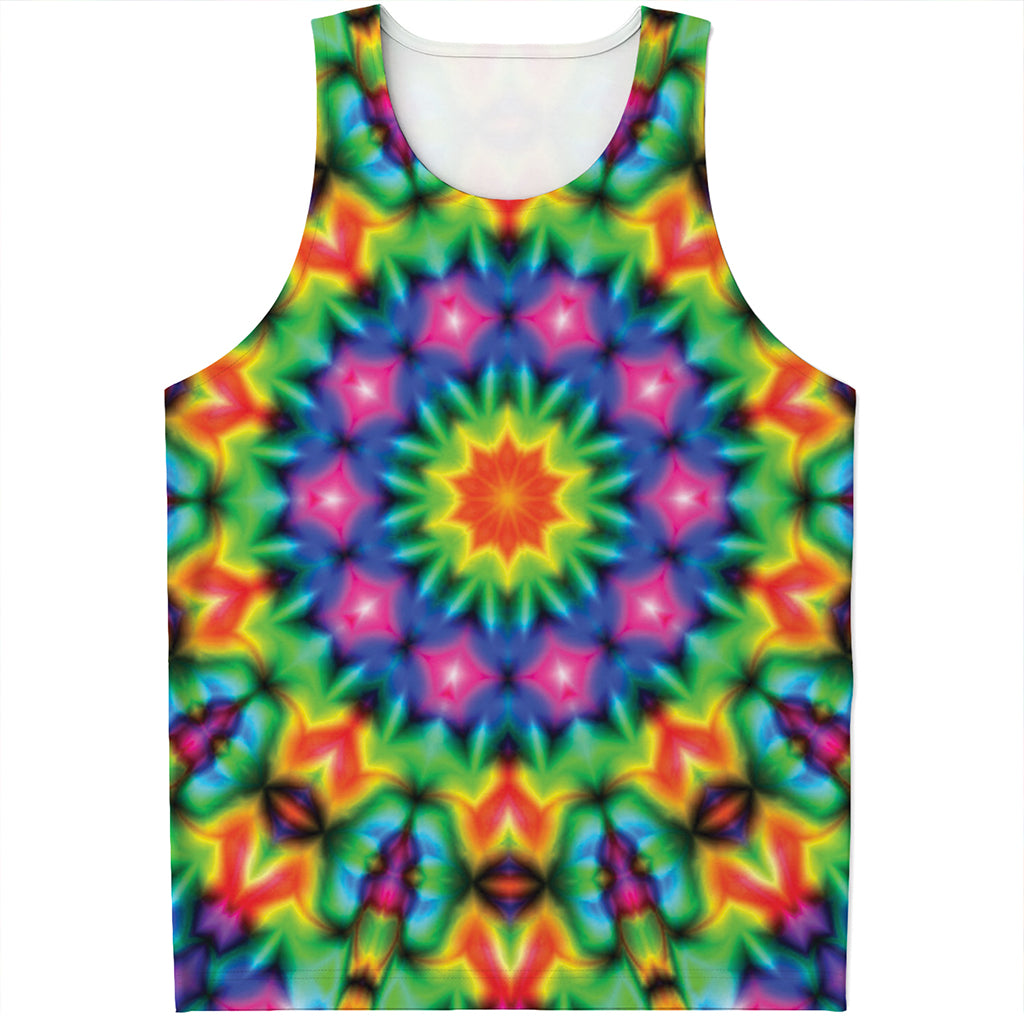 Rainbow Kaleidoscope Print Men's Tank Top