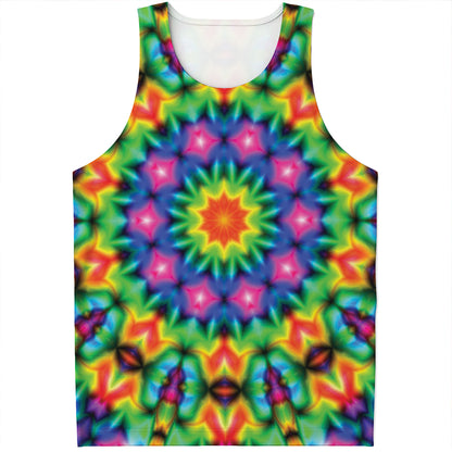 Rainbow Kaleidoscope Print Men's Tank Top
