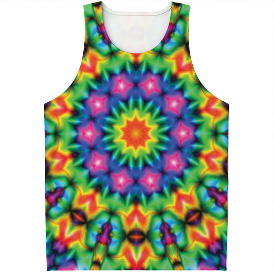 Rainbow Kaleidoscope Print Men's Tank Top