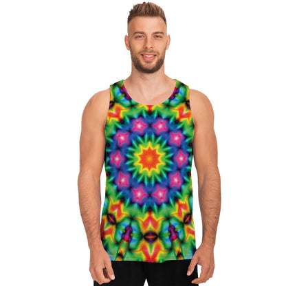 Rainbow Kaleidoscope Print Men's Tank Top