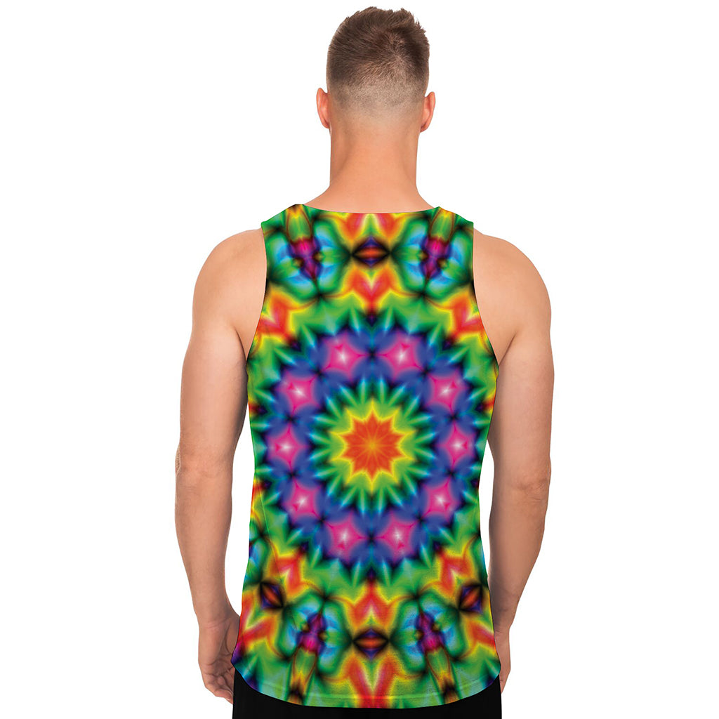 Rainbow Kaleidoscope Print Men's Tank Top
