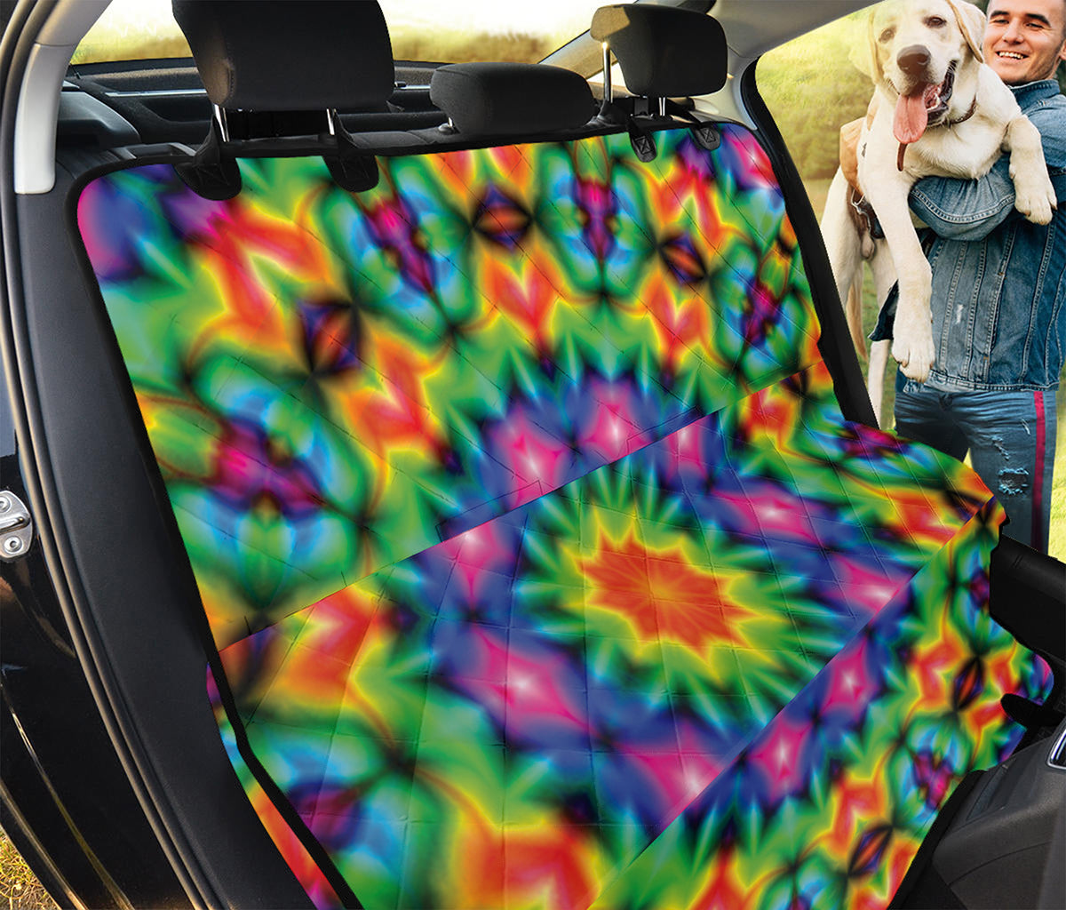 Rainbow Kaleidoscope Print Pet Car Back Seat Cover