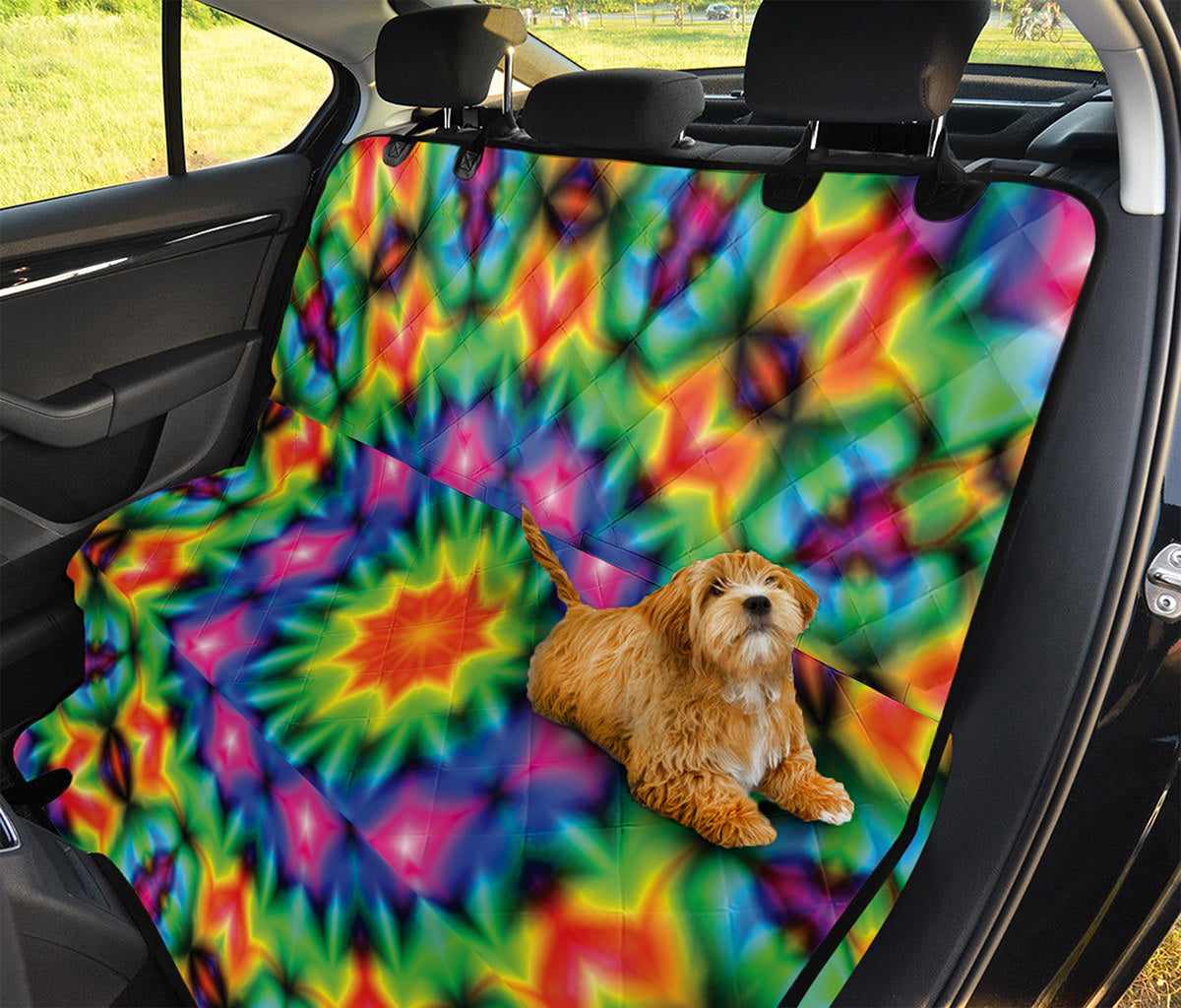 Rainbow Kaleidoscope Print Pet Car Back Seat Cover