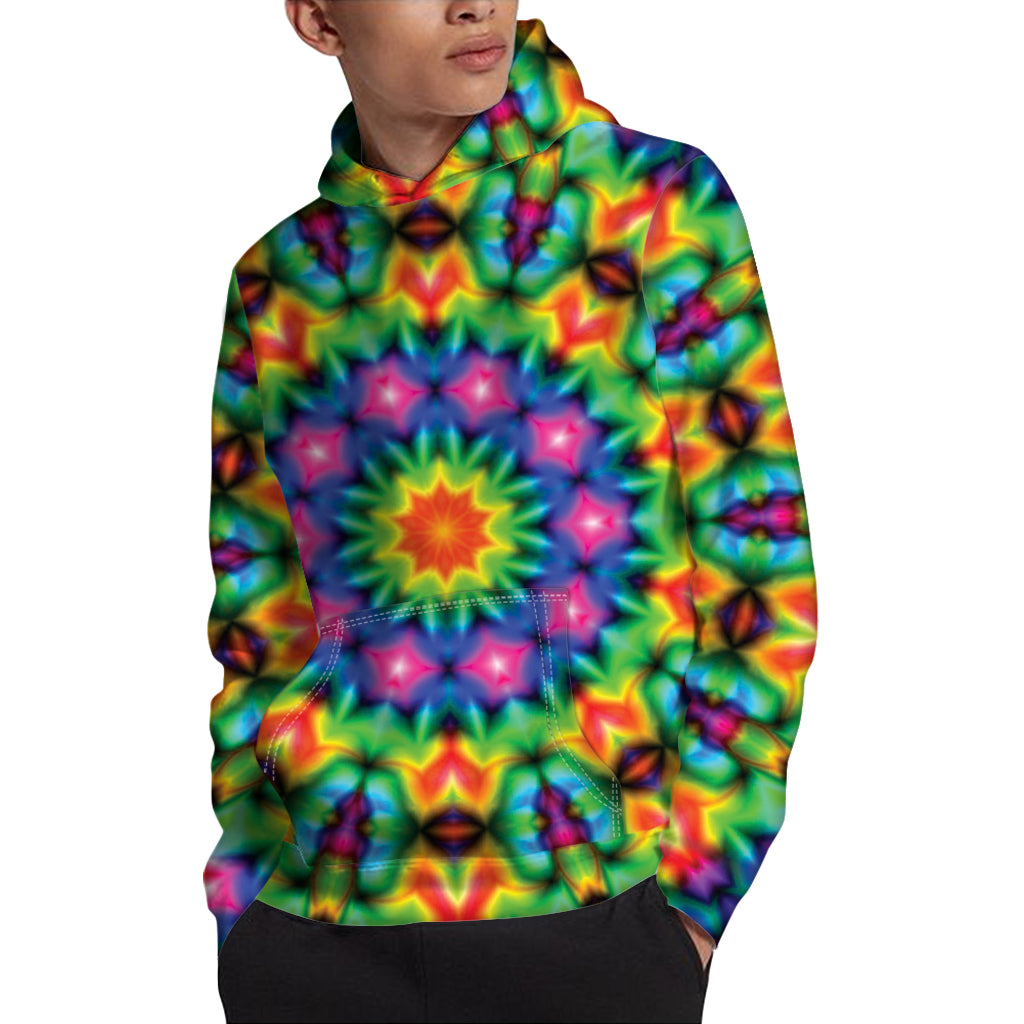 Rainbow Kaleidoscope Print Pullover Hoodie