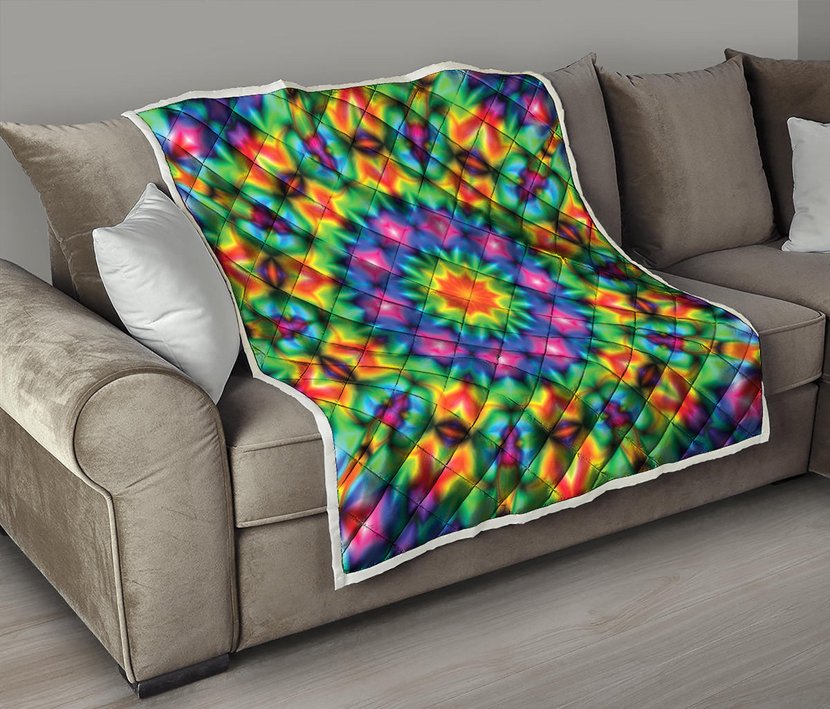 Rainbow Kaleidoscope Print Quilt