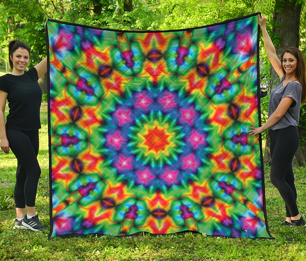 Rainbow Kaleidoscope Print Quilt