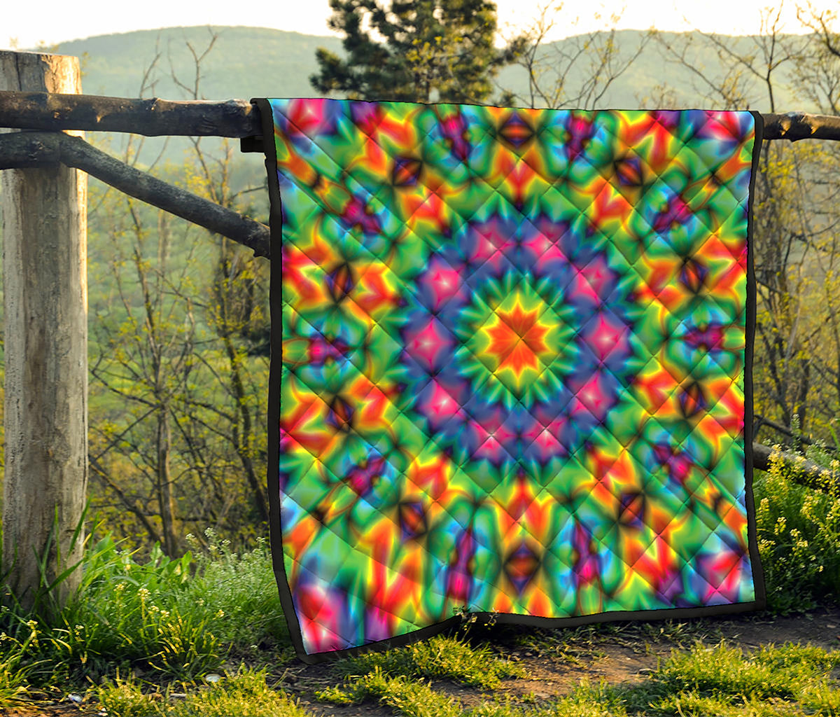 Rainbow Kaleidoscope Print Quilt