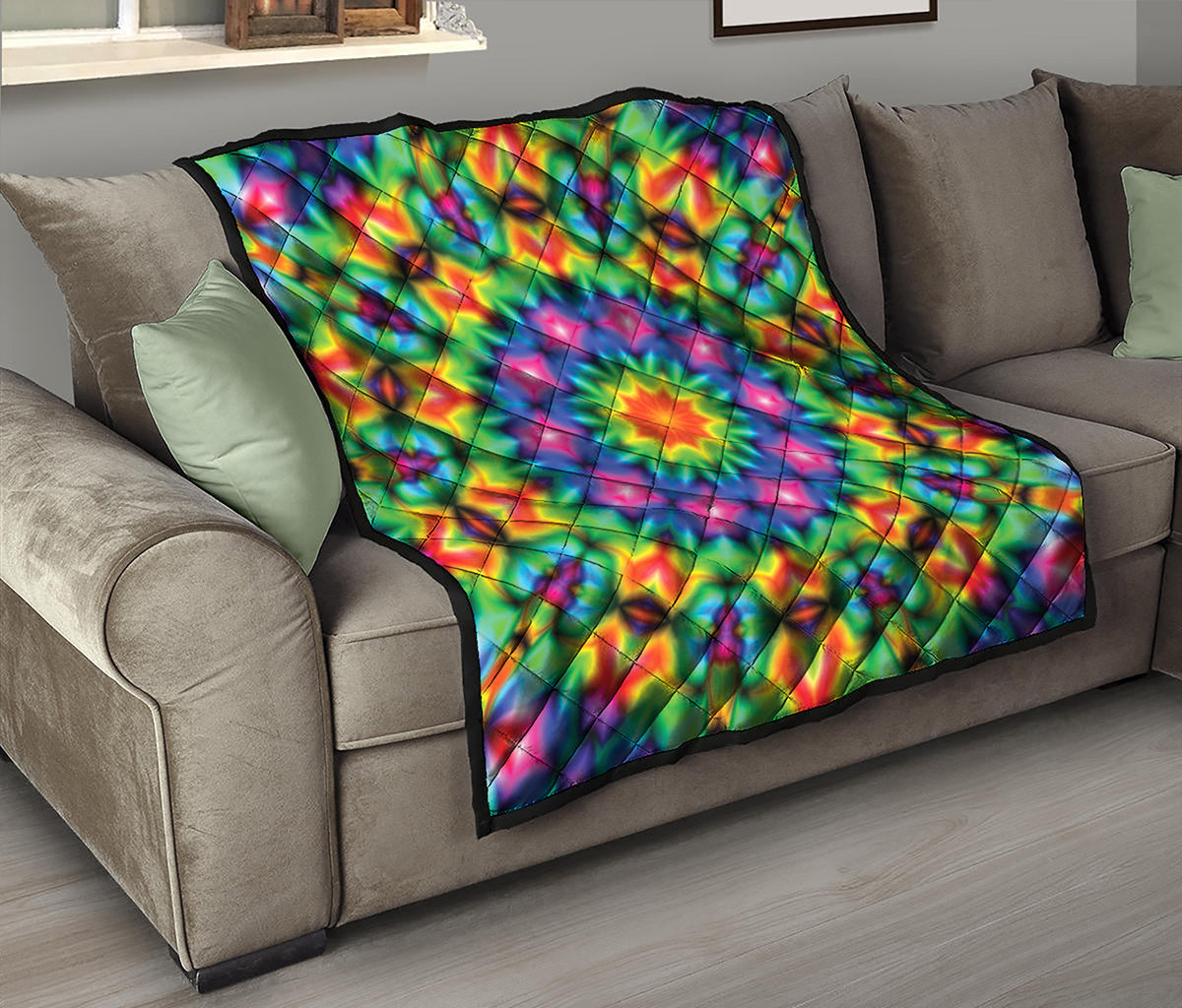 Rainbow Kaleidoscope Print Quilt