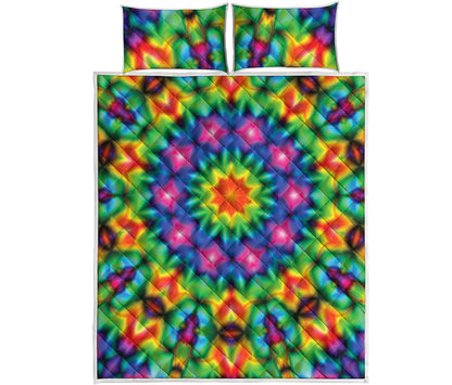 Rainbow Kaleidoscope Print Quilt Bed Set
