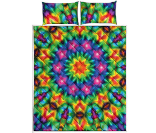 Rainbow Kaleidoscope Print Quilt Bed Set