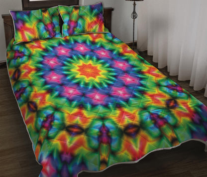 Rainbow Kaleidoscope Print Quilt Bed Set