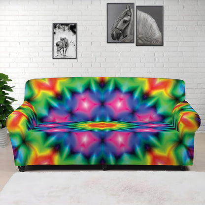Rainbow Kaleidoscope Print Sofa Cover