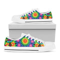 Rainbow Kaleidoscope Print White Low Top Sneakers
