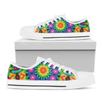 Rainbow Kaleidoscope Print White Low Top Shoes