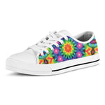 Rainbow Kaleidoscope Print White Low Top Shoes