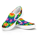 Rainbow Kaleidoscope Print White Slip On Sneakers
