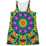 Rainbow Kaleidoscope Print Women's Racerback Tank Top