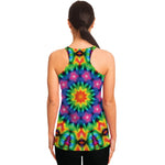 Rainbow Kaleidoscope Print Women's Racerback Tank Top