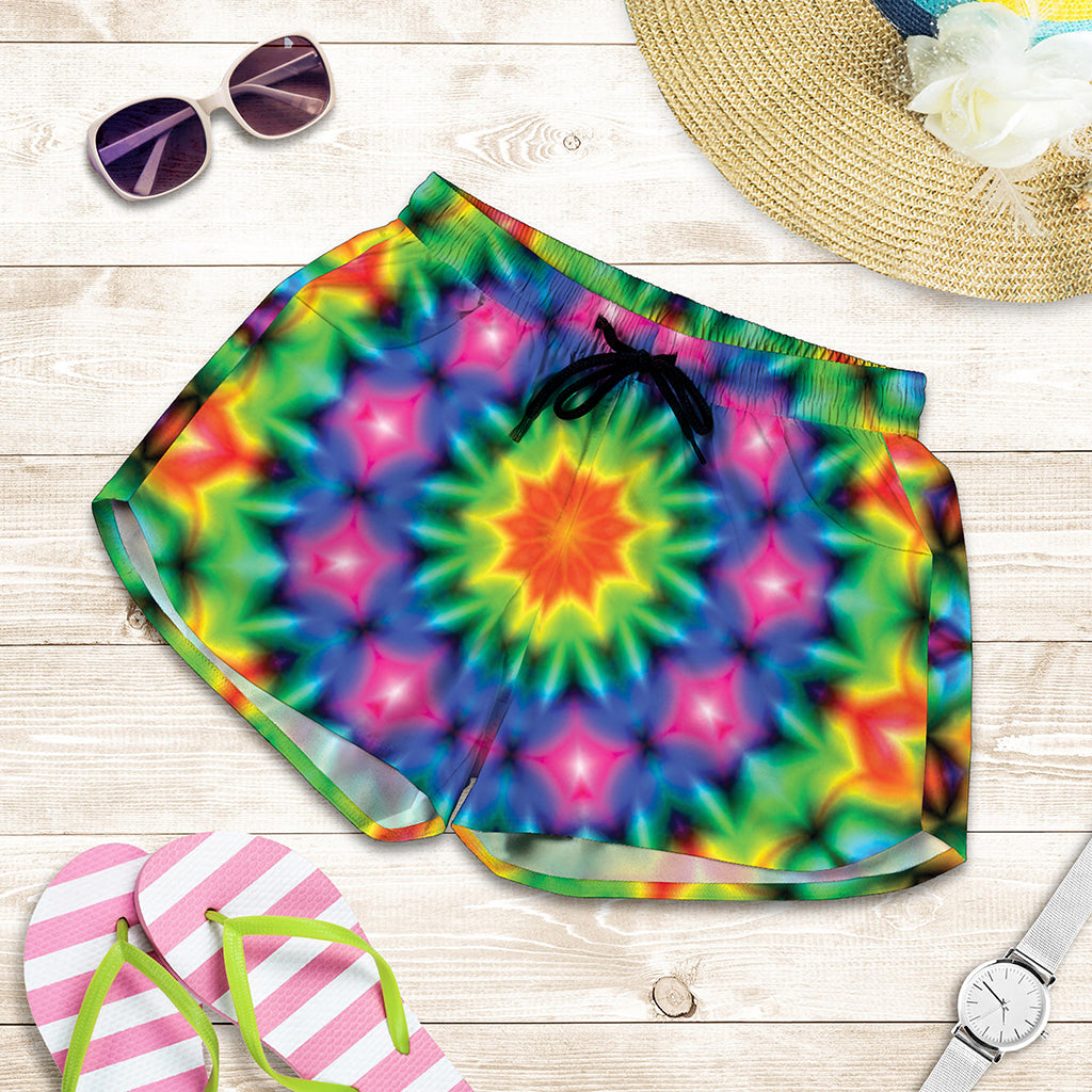 Rainbow Kaleidoscope Print Women's Shorts