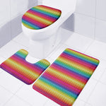 Rainbow Knitted Mexican Pattern Print 3 Piece Bath Mat Set