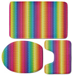 Rainbow Knitted Mexican Pattern Print 3 Piece Bath Mat Set