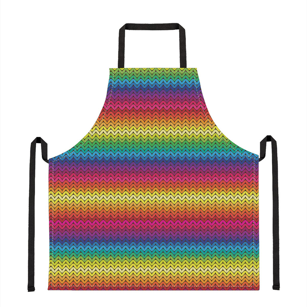 Rainbow Knitted Mexican Pattern Print Apron