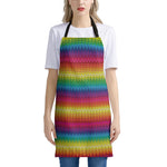 Rainbow Knitted Mexican Pattern Print Apron