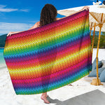 Rainbow Knitted Mexican Pattern Print Beach Sarong Wrap
