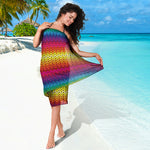 Rainbow Knitted Mexican Pattern Print Beach Sarong Wrap