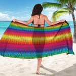 Rainbow Knitted Mexican Pattern Print Beach Sarong Wrap