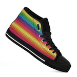 Rainbow Knitted Mexican Pattern Print Black High Top Shoes