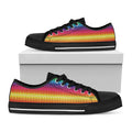 Rainbow Knitted Mexican Pattern Print Black Low Top Sneakers