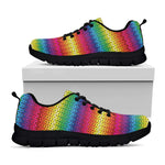 Rainbow Knitted Mexican Pattern Print Black Sneakers